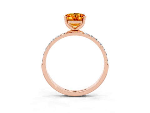 Rose gold Oval Cut Diamond Pavé Band with Six-Prong Setting_3