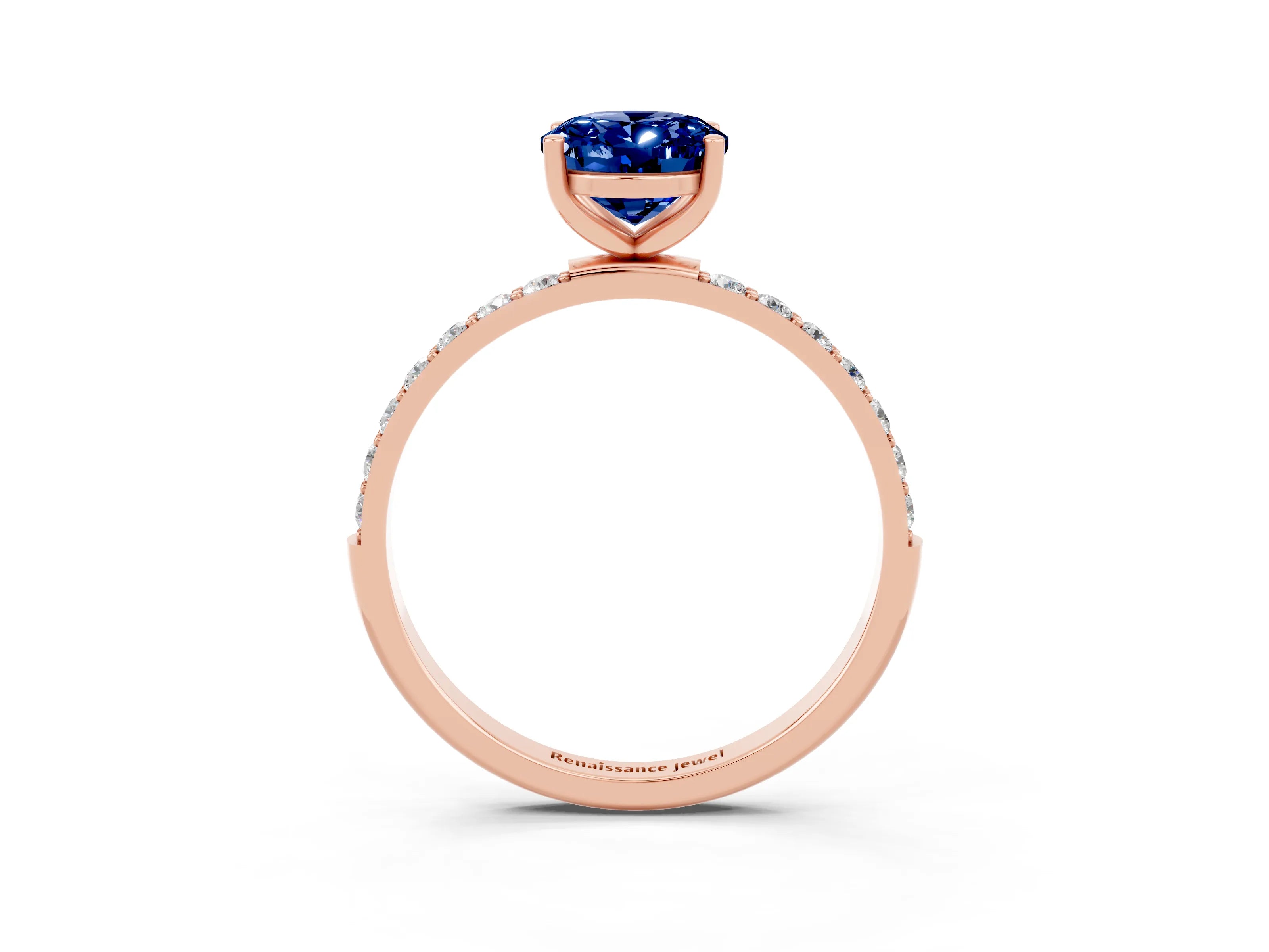 Rose gold Oval Cut Diamond Pavé Band with Six-Prong Setting_3