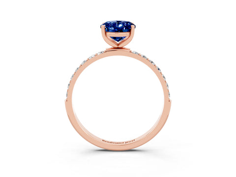 Rose gold Oval Cut Diamond Pavé Band with Six-Prong Setting_3