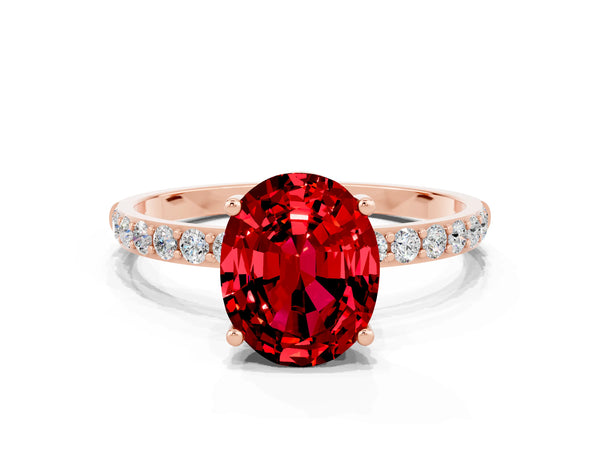 Rose gold Oval Cut Diamond Pavé Band with Six-Prong Setting