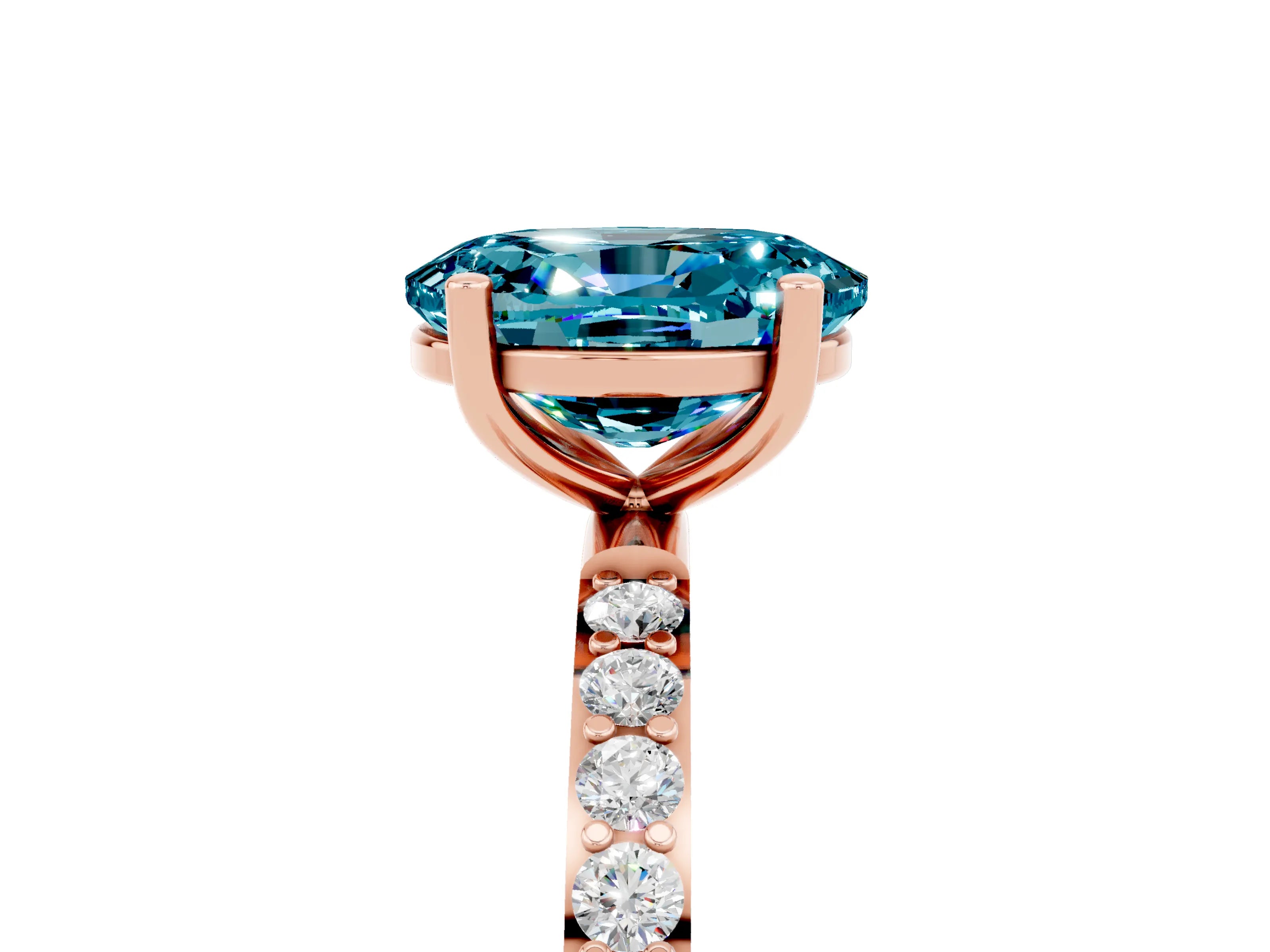Rose gold Oval Cut Diamond Pavé Band with Six-Prong Setting_5