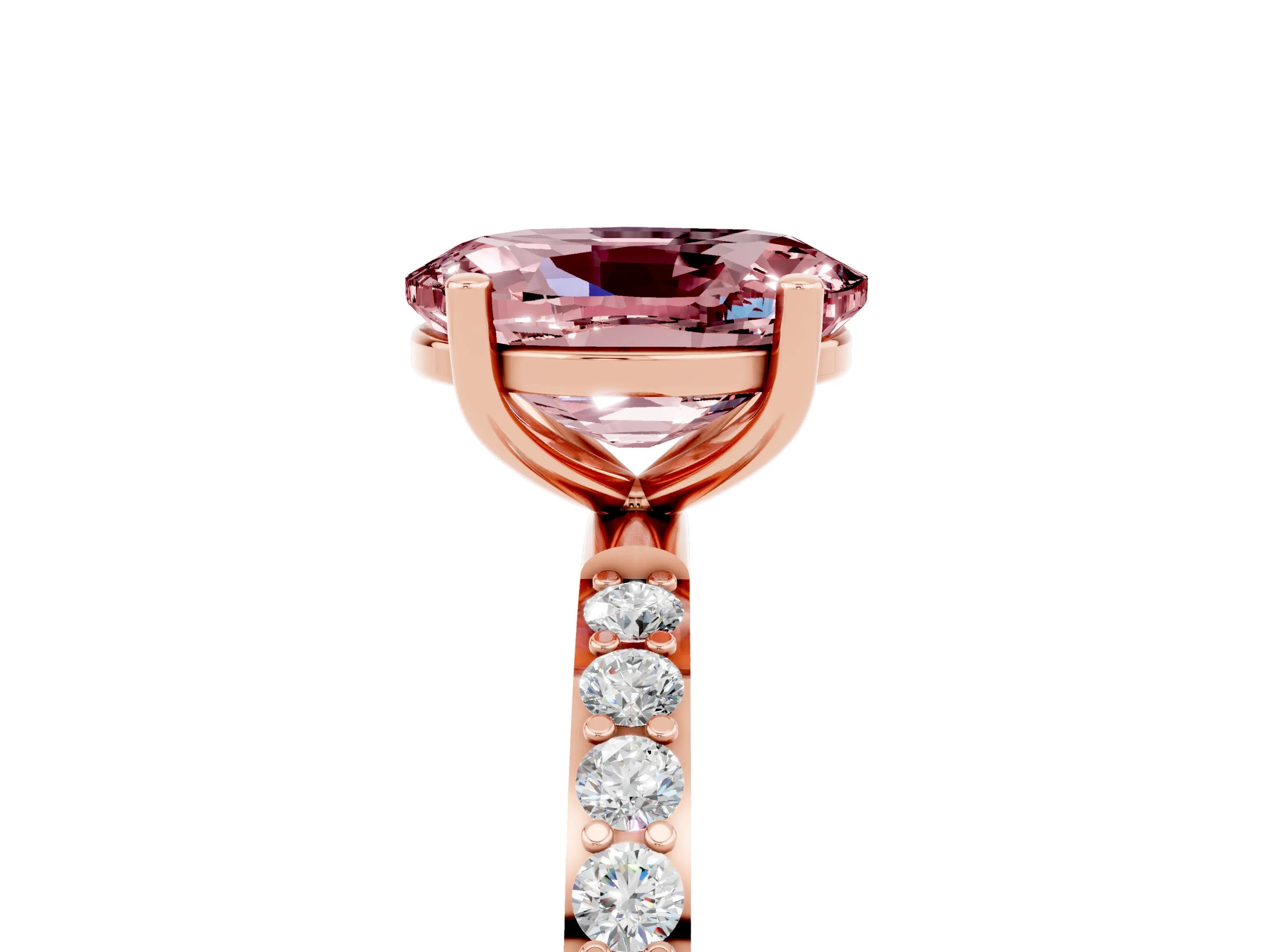 Rose gold Oval Cut Diamond Pavé Band with Six-Prong Setting_5