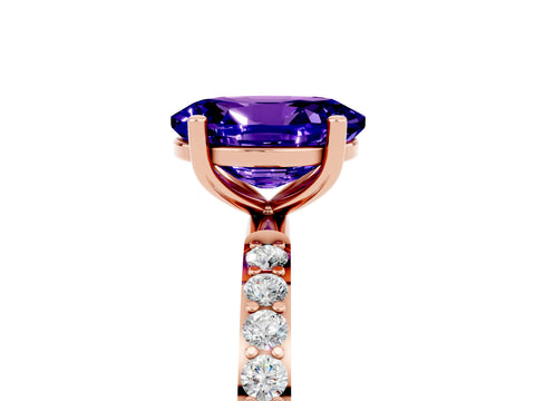 Rose gold Oval Cut Diamond Pavé Band with Six-Prong Setting_5