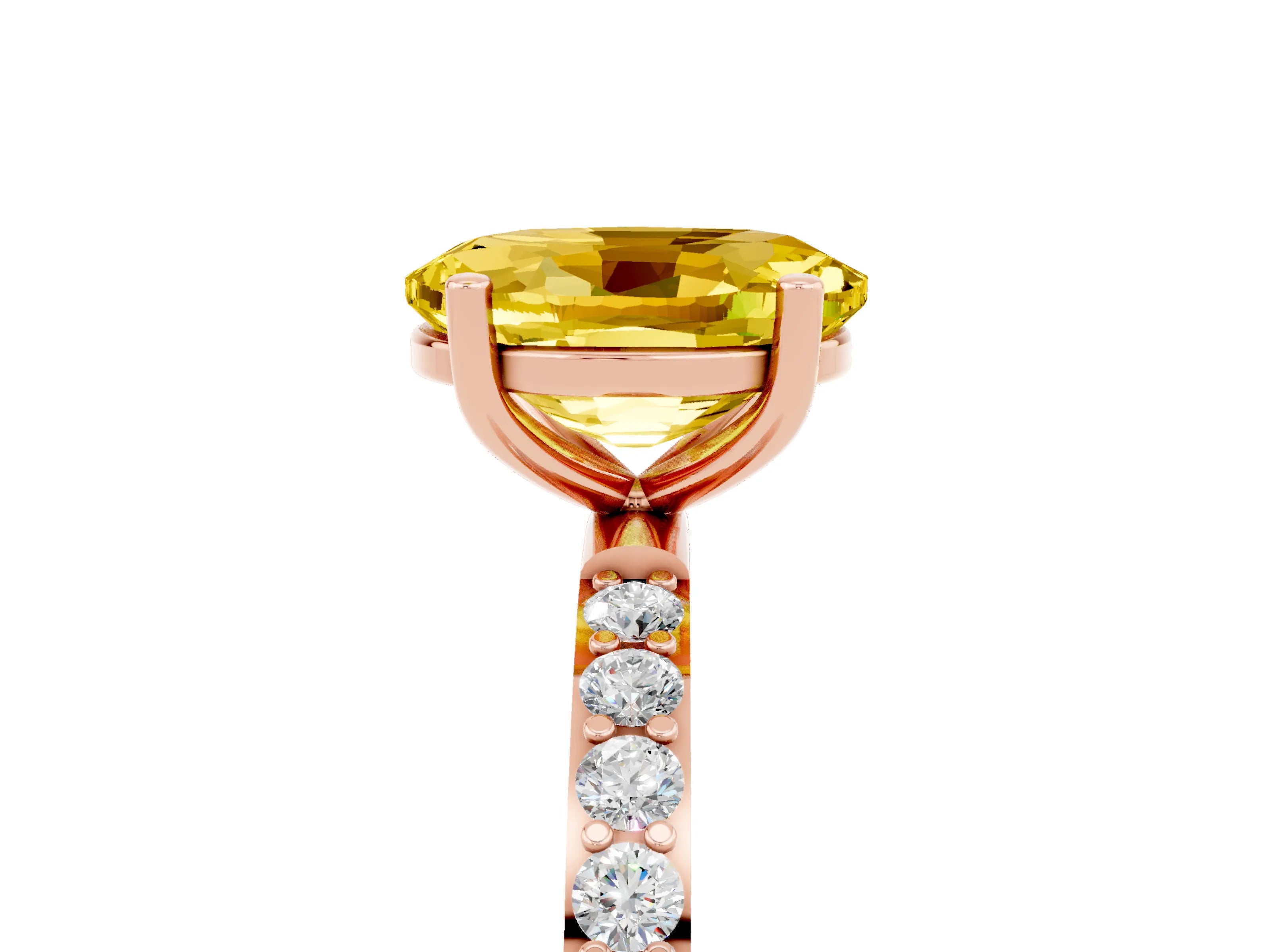 Rose gold Oval Cut Diamond Pavé Band with Six-Prong Setting_5