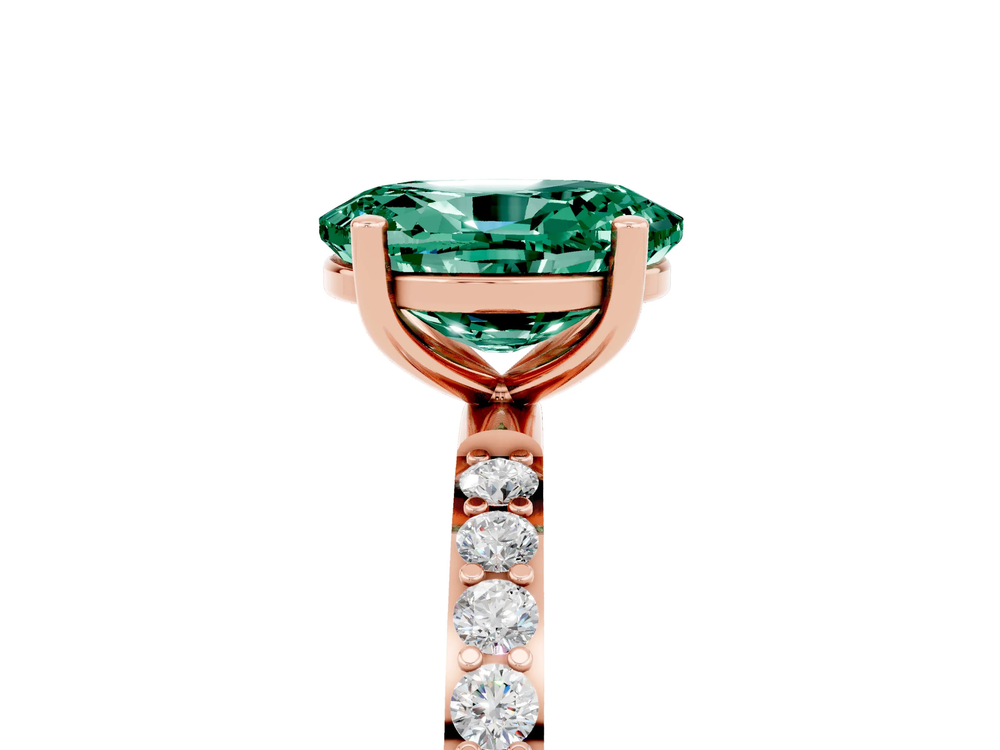Rose gold Oval Cut Diamond Pavé Band with Six-Prong Setting_5