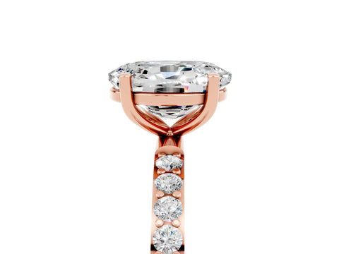 Rose gold Oval Cut Diamond Pavé Band with Six-Prong Setting_5