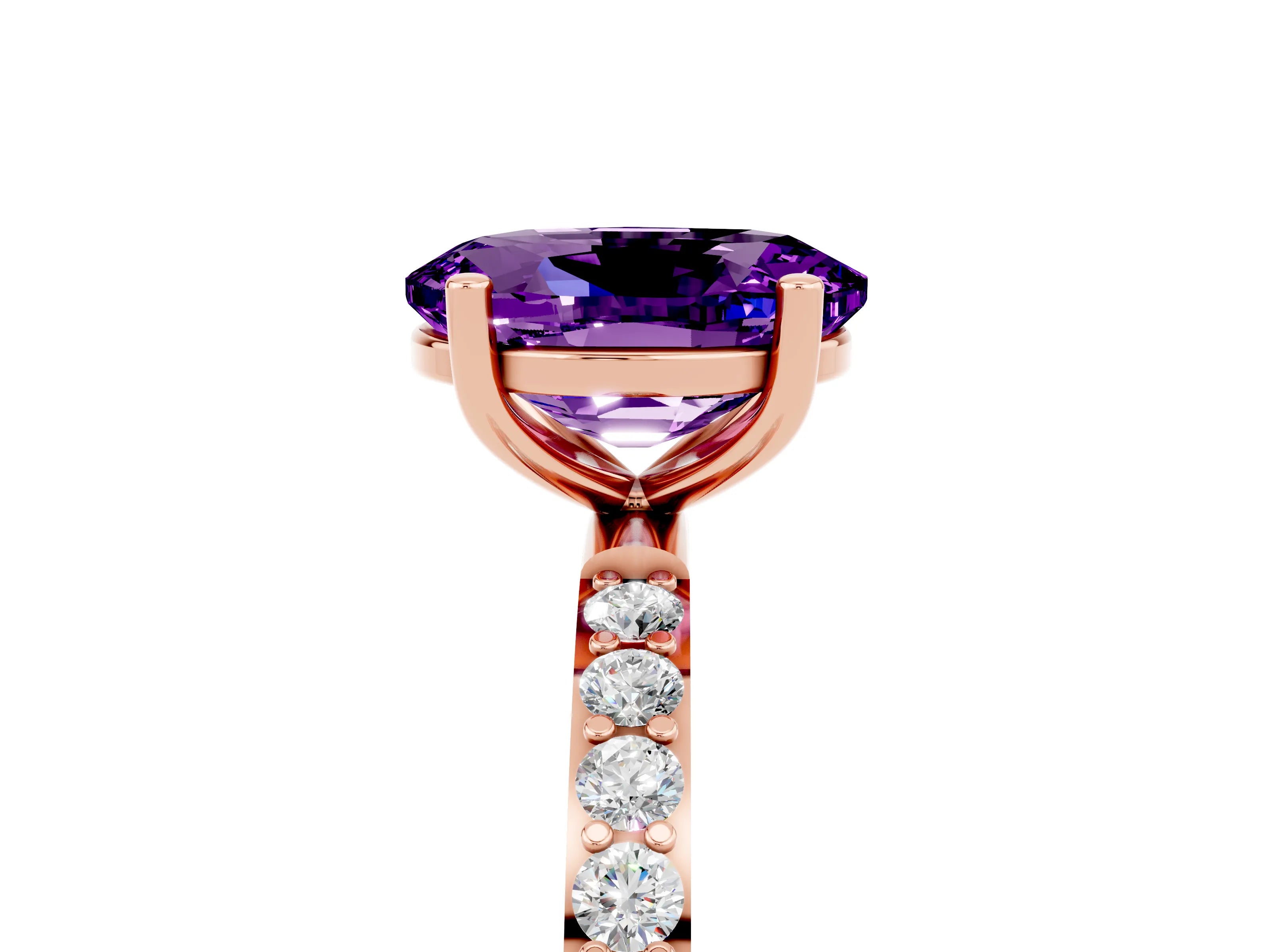 Rose gold Oval Cut Diamond Pavé Band with Six-Prong Setting_5