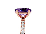 Rose gold Oval Cut Diamond Pavé Band with Six-Prong Setting_5