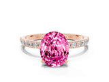 Rose gold Oval Cut Diamond Pavé Band with Six-Prong Setting