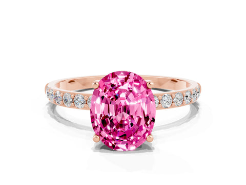 Rose gold Oval Cut Diamond Pavé Band with Six-Prong Setting