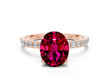 Rose gold Oval Cut Diamond Pavé Band with Six-Prong Setting