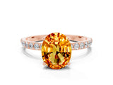 Rose gold Oval Cut Diamond Pavé Band with Six-Prong Setting