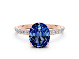 Rose gold Oval Cut Diamond Pavé Band with Six-Prong Setting