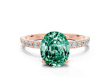 Rose gold Oval Cut Diamond Pavé Band with Six-Prong Setting