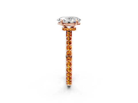 Rose gold Oval Cut Diamond Pavé Engagement Ring with Round with Citrine side stone Accents and Prong Setting_2