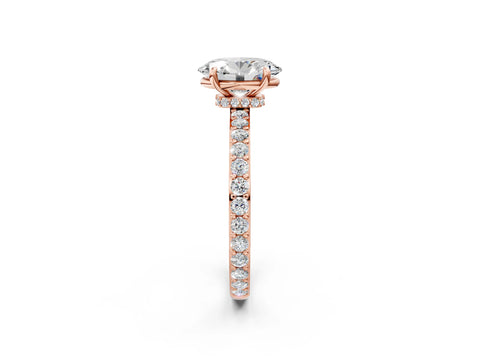 Rose gold Oval Cut Diamond Pavé Engagement Ring with Round with Moissanite side stone Accents and Prong Setting_2