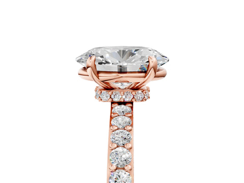 Rose gold Oval Cut Diamond Pavé Engagement Ring with Round with Moissanite side stone Accents and Prong Setting_5
