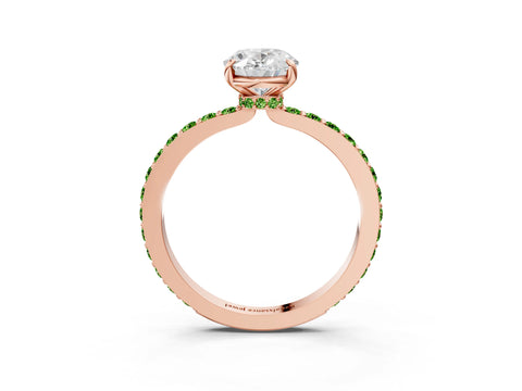 Rose gold Oval Cut Diamond Pavé Engagement Ring with Round with Peridot side stone Accents and Prong Setting_3
