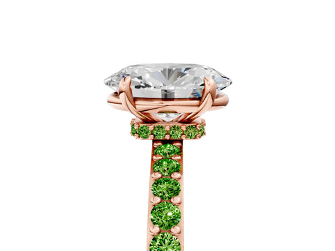 Rose gold Oval Cut Diamond Pavé Engagement Ring with Round with Peridot side stone Accents and Prong Setting_5