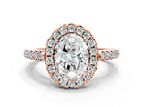 Rose gold Oval Cut Diamond Pavé Halo Ring with Four-Prong Setting_32