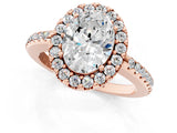 Rose gold Oval Cut Diamond Pavé Halo Ring with Four-Prong Setting_33