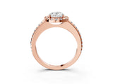 Rose gold Oval Cut Diamond Pavé Halo Ring with Four-Prong Setting_35