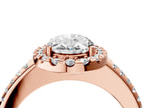 Rose gold Oval Cut Diamond Pavé Halo Ring with Four-Prong Setting_36