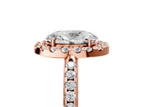 Rose gold Oval Cut Diamond Pavé Halo Ring with Four-Prong Setting_37