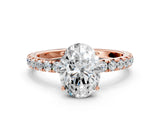 Rose gold Oval Cut Diamond Pavé Solitaire Engagement Ring with Four-Prong Setting_87