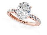 Rose gold Oval Cut Diamond Pavé Solitaire Engagement Ring with Four-Prong Setting_88
