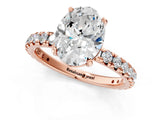 Rose gold Oval Cut Diamond Pavé Solitaire Ring with Round Band and Prong Setting_13