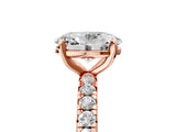 Rose gold Oval Cut Diamond Pavé Solitaire Ring with Round Band and Prong Setting_17