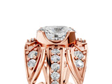 Rose gold Oval Cut Diamond Pave Art Deco Split Shank Ring with Four-Prong Setting_18
