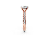 Rose gold Oval Cut Diamond Pave Band Solitaire Ring with Four-Prong Setting_93