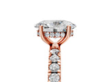 Rose gold Oval Cut Diamond Pave Band Solitaire Ring with Four-Prong Setting_96