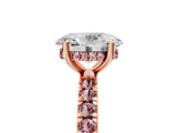 Rose gold Oval Cut Diamond Pave Band Solitaire Ring with Round with Morganite side stone and Prong Setting_17