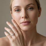 Rose gold Oval Cut Diamond Prong Setting with Side Stones on a Pave Band_14