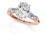 Rose gold Oval Cut Diamond Ring with Baguette Side Stones, Channel Set Band, and Four-Prong Setting_26