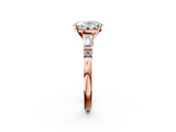 Rose gold Oval Cut Diamond Ring with Baguette Side Stones, Channel Set Band, and Four-Prong Setting_27