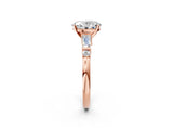 Rose gold Oval Cut Diamond Ring with Baguette Side Stones, Channel Set Band, and Four-Prong Setting_27
