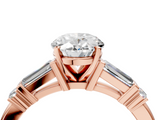 Rose gold Oval Cut Diamond Ring with Baguette Side Stones, Channel Set Band, and Four-Prong Setting_29