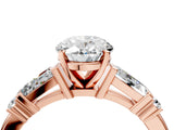 Rose gold Oval Cut Diamond Ring with Baguette Side Stones, Channel Set Band, and Four-Prong Setting_29
