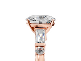 Rose gold Oval Cut Diamond Ring with Baguette Side Stones, Channel Set Band, and Four-Prong Setting_30