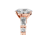 Rose gold Oval Cut Diamond Ring with Baguette Side Stones, Channel Set Band, and Four-Prong Setting_30