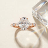 Rose gold Oval Cut Diamond Ring with Marquise Side Stones and Prong Setting_77