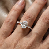 Rose gold Oval Cut Diamond Ring with Marquise and Round  Side Stones and Four-Prong Setting_113