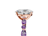 Rose gold Oval Cut Diamond Ring with Marquise and Round with Amethyst side stone Side Stones and Four-Prong Setting_29