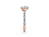 Rose gold Oval Cut Diamond Ring with Marquise and Round with Aquamarine side stone Side Stones and Four-Prong Setting_14