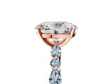 Rose gold Oval Cut Diamond Ring with Marquise and Round with Aquamarine side stone Side Stones and Four-Prong Setting_17