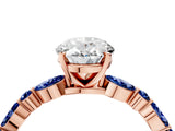 Rose gold Oval Cut Diamond Ring with Marquise and Round with Blue Sapphire side stone Side Stones and Four-Prong Setting_40